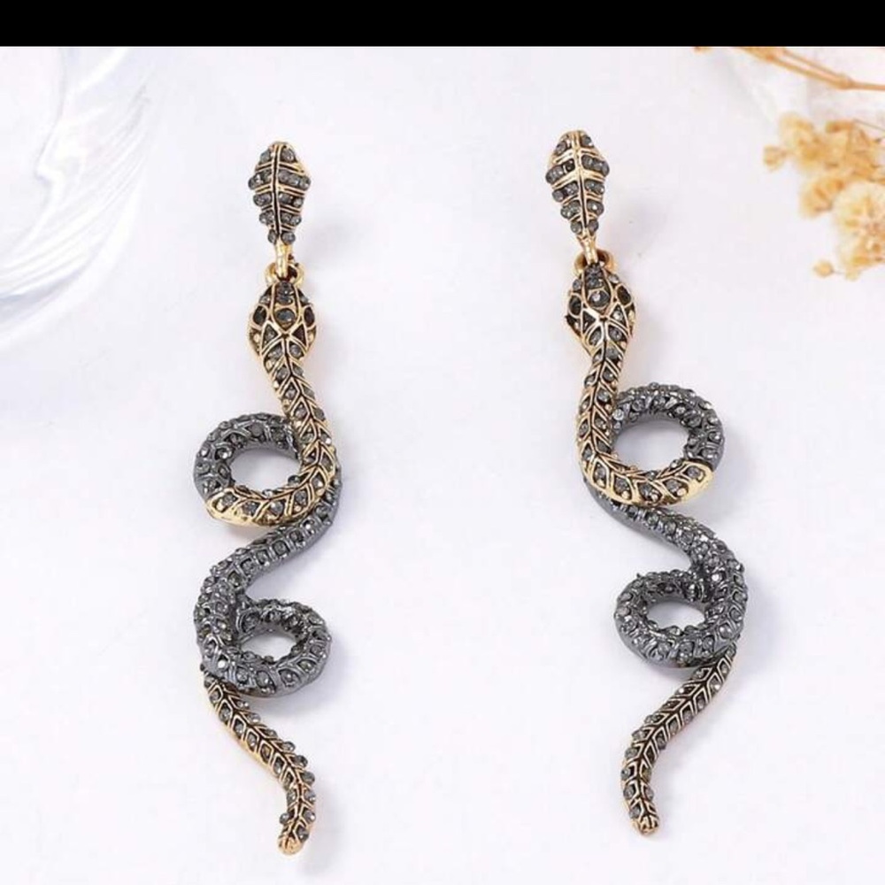 Elegant Gold and Silver Snake Earrings